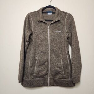 Columbia Brown Heathered Fleece Jacket Size Medium Outdoors